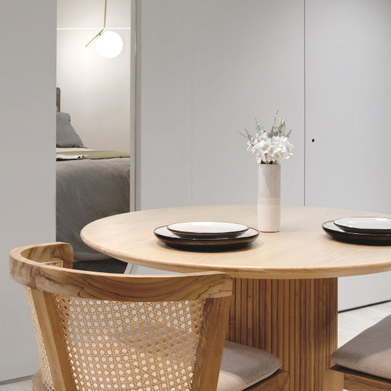 SEN Dining Round Table, Teak, D100 (1 left)